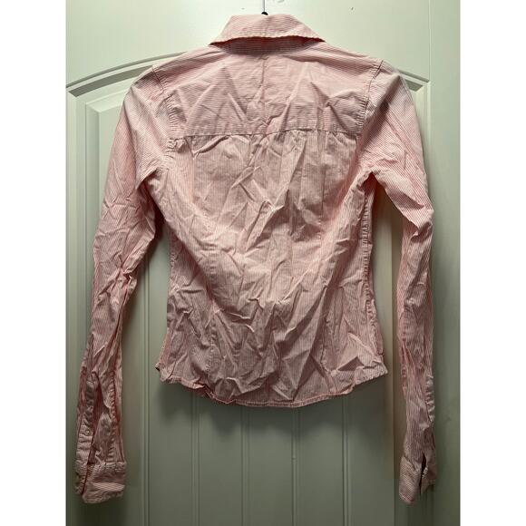 Hollister Women’s Long Sleeve Striped Casual Button Down Shirt Size M Pink White - Picture 4 of 4